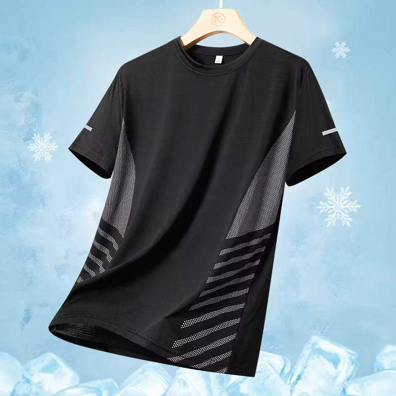 Running T-Shirt Men Silk Thin Quick Dry Short Sleeve Breathable Sports T-Shirt