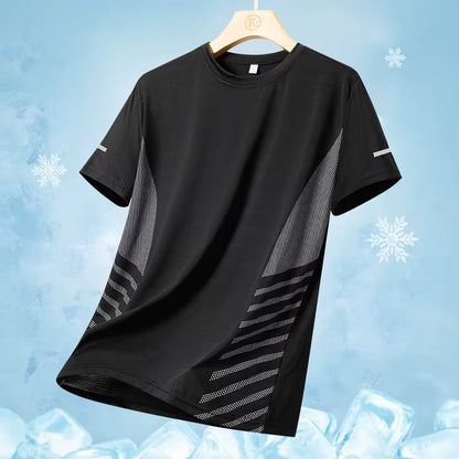 Running T-Shirt Men Silk Thin Quick Dry Short Sleeve Breathable Sports T-Shirt