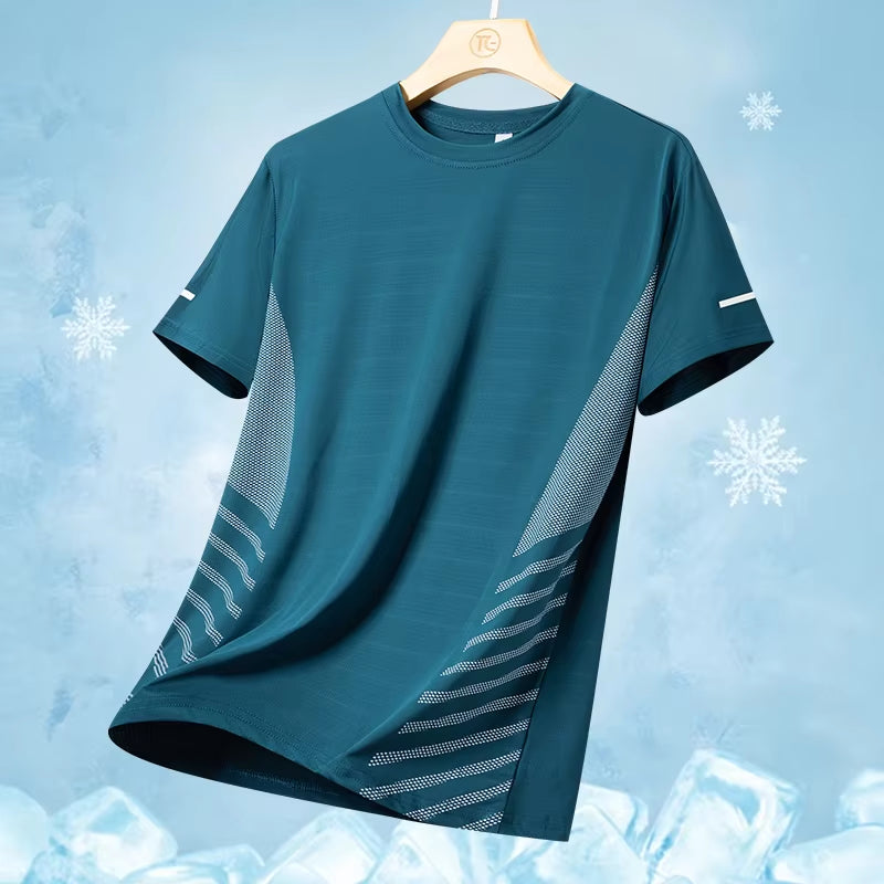 Running T-Shirt Men Silk Thin Quick Dry Short Sleeve Breathable Sports T-Shirt