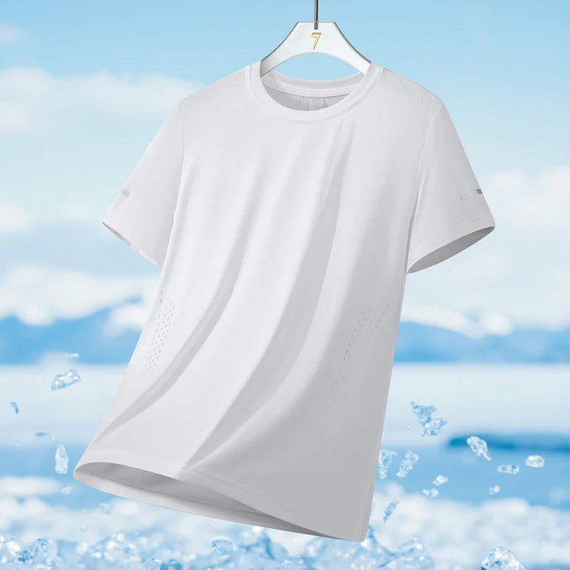 Running T-Shirt Men Silk Thin Quick Dry Short Sleeve Breathable Sports T-Shirt