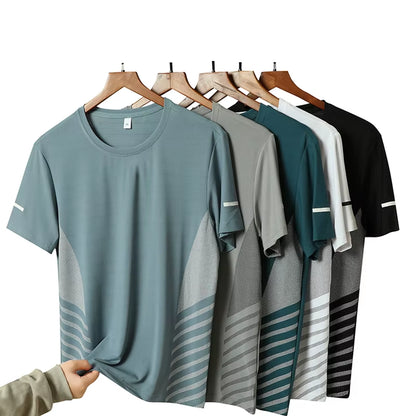 Running T-Shirt Men Silk Thin Quick Dry Short Sleeve Breathable Sports T-Shirt
