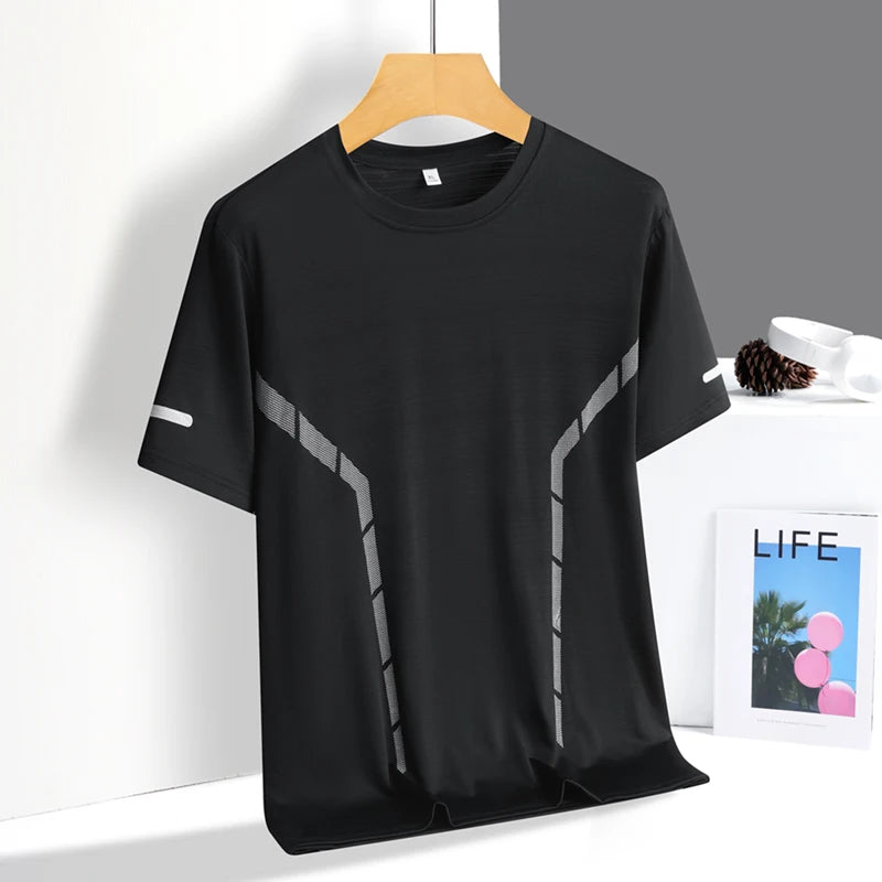 Running T-Shirt Men Silk Thin Quick Dry Short Sleeve Breathable Sports T-Shirt