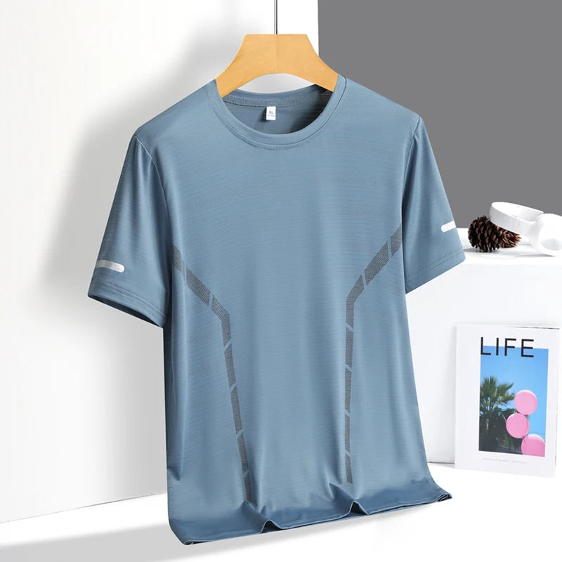 Running T-Shirt Men Silk Thin Quick Dry Short Sleeve Breathable Sports T-Shirt