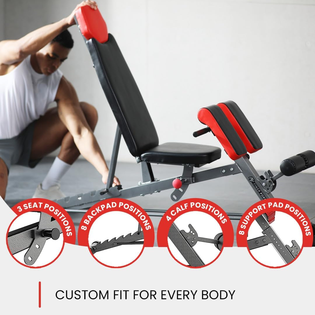 Multi-Functional Weight Bench for All-In-One Body Workout – Hyper Back Extension, Roman Chair, Adjustable Ab Sit up Bench, Incline Decline Bench, Flat Bench