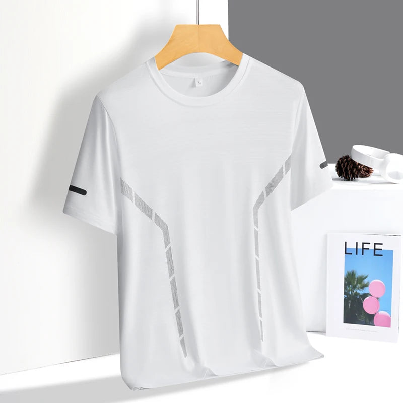 Running T-Shirt Men Silk Thin Quick Dry Short Sleeve Breathable Sports T-Shirt