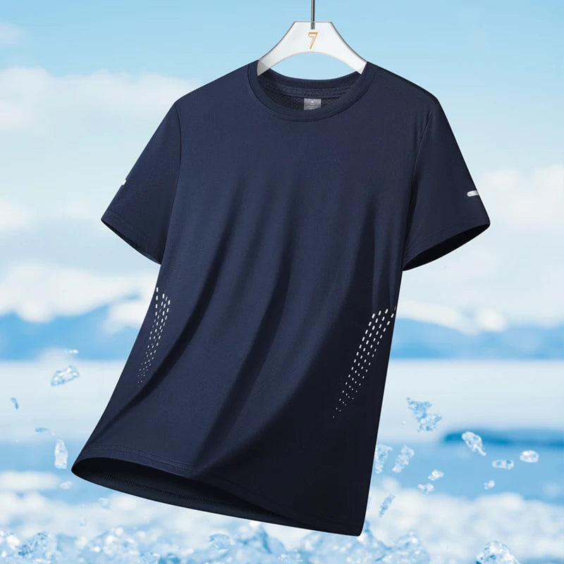 Running T-Shirt Men Silk Thin Quick Dry Short Sleeve Breathable Sports T-Shirt