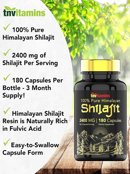 Shilajit 2400Mg 180 Caps Naturally Occurring Fulvic Acid Non Gmo/No Gluten