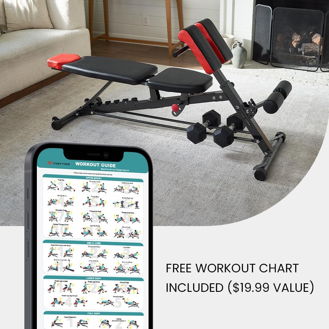 Multi-Functional Weight Bench for All-In-One Body Workout – Hyper Back Extension, Roman Chair, Adjustable Ab Sit up Bench, Incline Decline Bench, Flat Bench