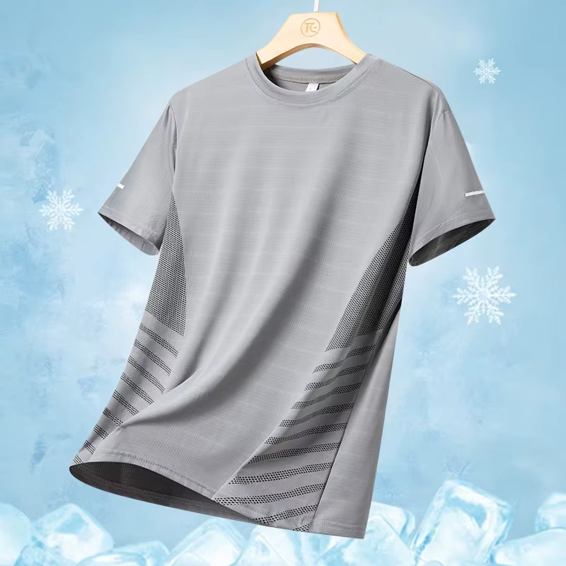 Running T-Shirt Men Silk Thin Quick Dry Short Sleeve Breathable Sports T-Shirt