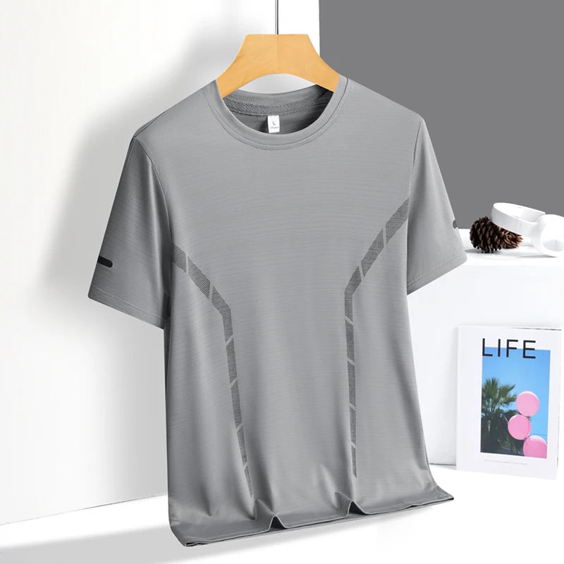 Running T-Shirt Men Silk Thin Quick Dry Short Sleeve Breathable Sports T-Shirt