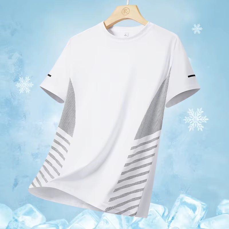 Running T-Shirt Men Silk Thin Quick Dry Short Sleeve Breathable Sports T-Shirt