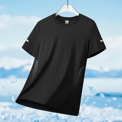 Running T-Shirt Men Silk Thin Quick Dry Short Sleeve Breathable Sports T-Shirt